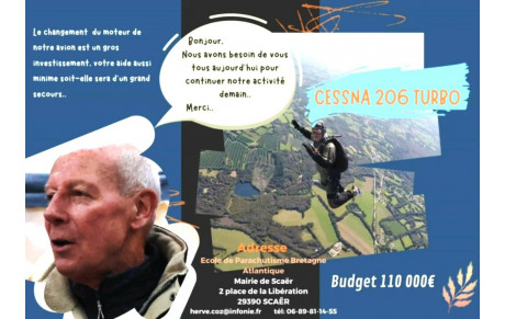 L'école de parachutisme a besoin de votre soutien..